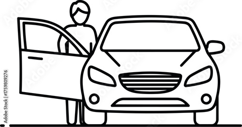 Person standing by an open car door ready to enter