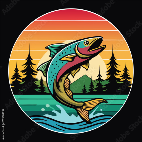 A funny cartoon fish vector illustration for a summer fishing logo design