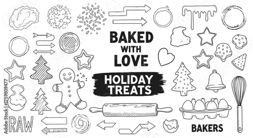 Hand-drawn Christmas Baking Elements Collection