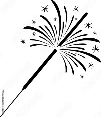 Sparkler fireworks exploding with bright sparks and stars