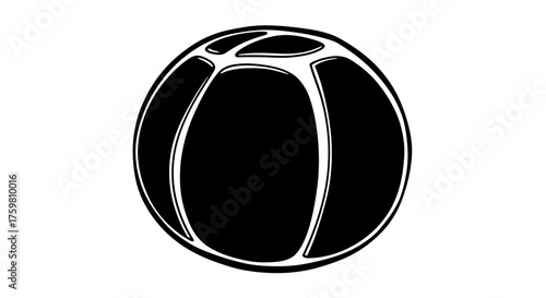 Abstract spherical object with organic segmented design.