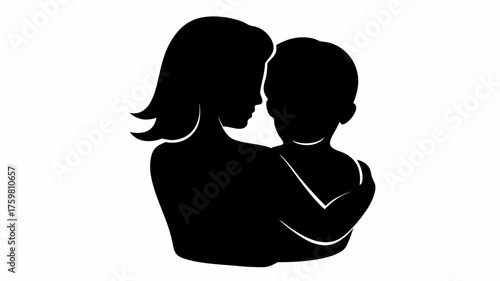 Heartwarming silhouette of mother embracing child, expressing love, family bond, and cherished moments of motherhood, perfect for parenting content