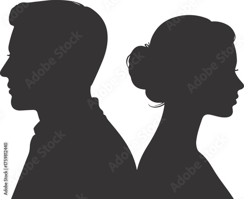 Silhouette of Couple Back to Back