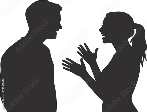 Couple Silhouette Engaged in Argument or Discussion