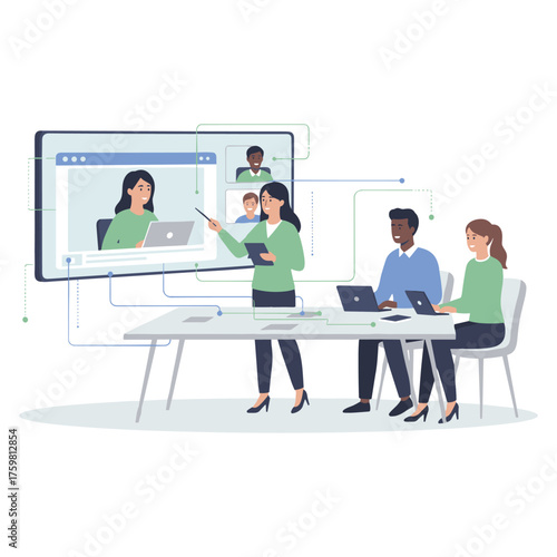 Hybrid Meeting Vector Illustration