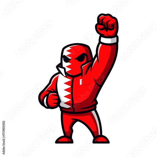 Bahrain Flag Icon Patriotic Symbol with Fist Raised High, Vector Illustration