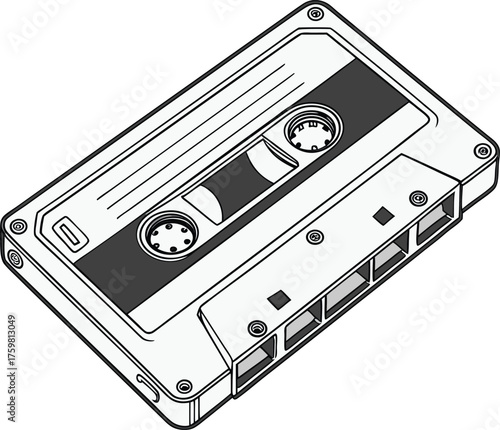 Audio Cassette Tape Classic Media Storage Device, Retro Sound Recording