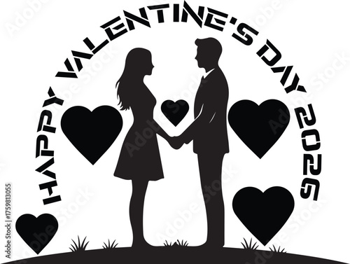 Romantic Couple Holding Hands – Valentine’s Day Silhouette