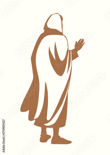 Vector drawing. The man in the coat. Back view