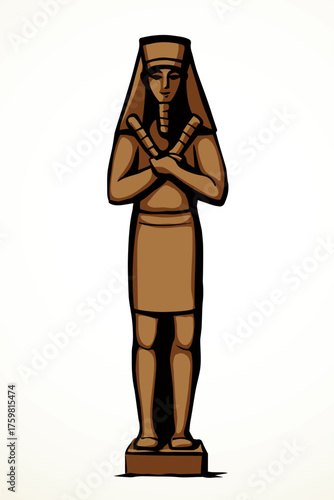 Vector drawing. Egyptian male statue