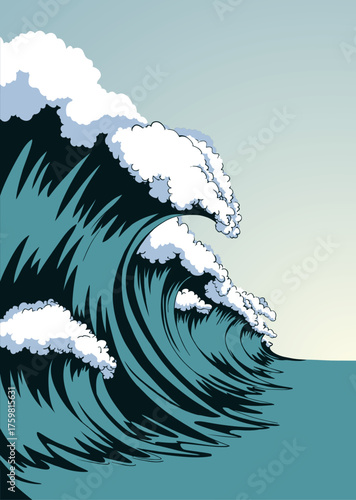 A big wave. Vector tsunami drawing