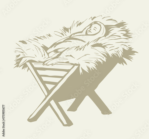 Newborn baby Jesus. Vector drawing