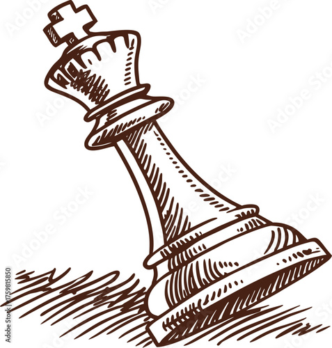 Chess King Tilted A Vector Illustration Showcasing Strategy and Game Dynamics