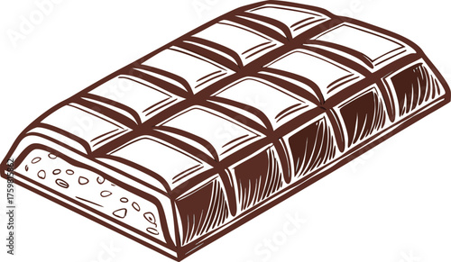 Chocolate Bar Illustration Hand-Drawn Sweet Treat Icon for Design Projects