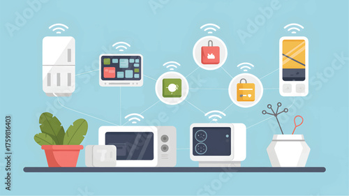 Smart home devices connected by wifi signals connected devices