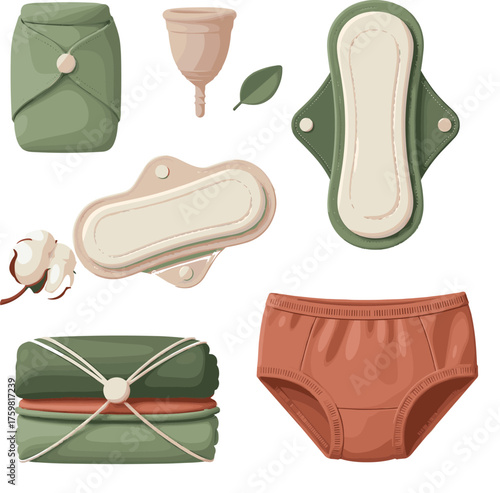 Eco-Friendly Reusable Menstrual Products Set with Cloth Pads, Menstrual Cup, and Period Panties