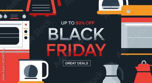 Black Friday promotion banner for kitchen electronics and home goods