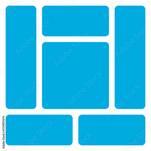 Abstract geometric pattern of rounded blue rectangles isolated on transparent background