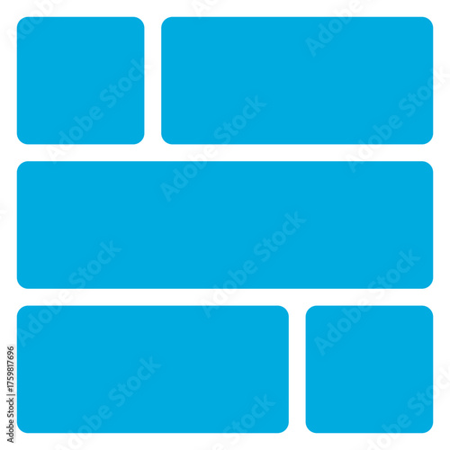 Abstract geometric pattern of blue rounded rectangles isolated on transparent background