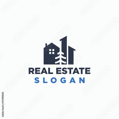 home and forest logo concept, green home icon design, building logos