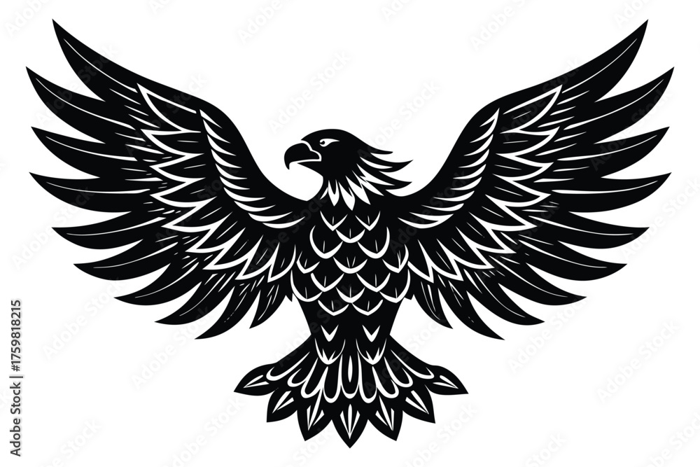 Fototapeta premium Eagle with wings silhouette vector