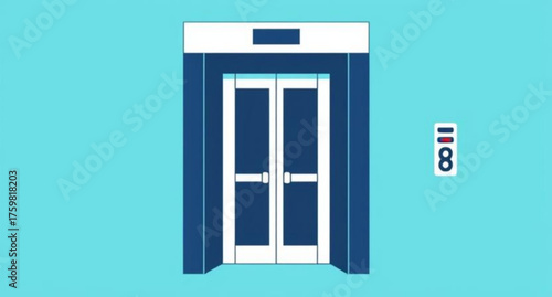 elevator door, lift door, metal door, modern building, elevator interior, vector illustration, metallic surface, automatic doors, sliding doors, floor indicator, stainless steel, reflection, architect