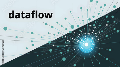 Dataflow network connections with glowing center nodes