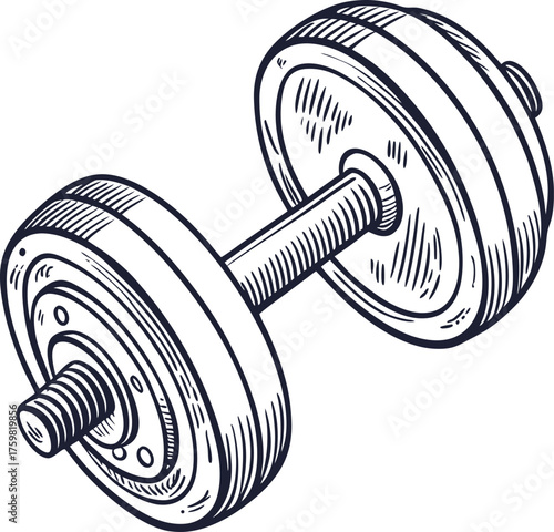 Dumbbell Illustration A Detailed Black and White Drawing for Fitness and Exercise