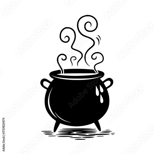 Mysterious bubbling cauldron brewing magic, perfect for Halloween event posters or spooky designs