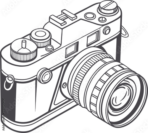 Vintage Camera Illustration Capturing Moments with Classic Photography