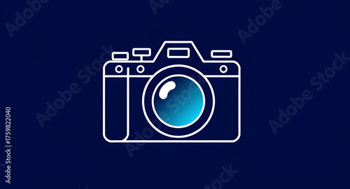 Camera vector illustration, Photography symbol, Photo device vector, Modern camera design, Compact camera art, DSLR icon, Flat camera illustration, Minimal digital camera, Black and white camera icon,