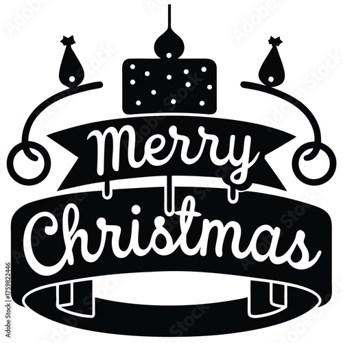 merry christmas text topper cake vector icon