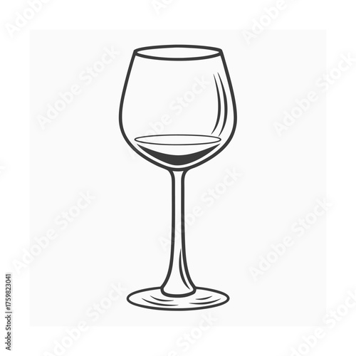 Hand Drawn Sketch of a Wine Glass with a Small Amount of Red Wine drink beverage