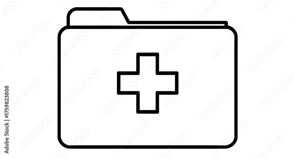 Obraz premium Patient file folder, Healthcare document vector, Digital health record, Medical chart icon, Hospital record file, Health information folder, Patient data storage, Medical report icon, Health document 
