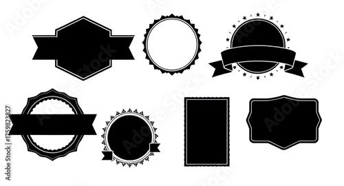 Classic badge silhouette, Badge creative design, Badge flat vector, Badge art, Badge insignia, Badge black vector, Badge shadow design, Badge frame, Badge stylish vector, Badge logo element, Badge con