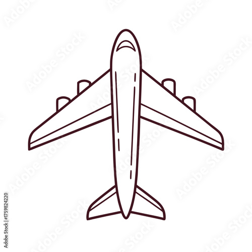 Outline Drawing of an Airplane Viewed from Directly Above aircraft airliner