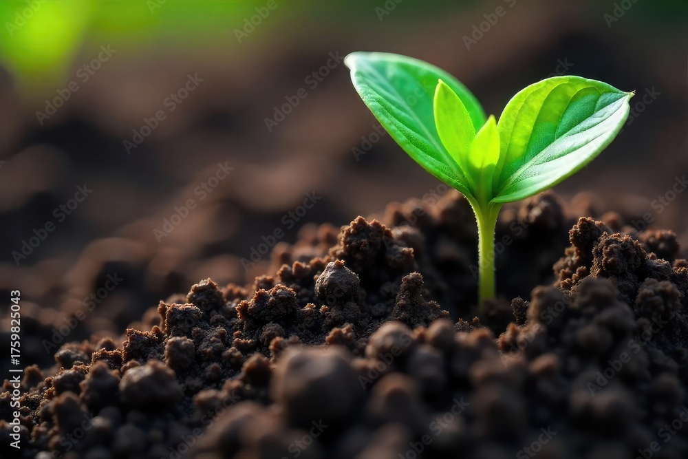 Fototapeta premium Close-up of a single seed, nestled in rich, dark soil, ready for planting The seed is the focus, hinting at growth and potential , growth, backdrop