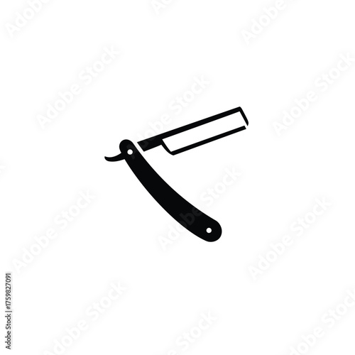 Classic straight razor tool for barbershop shaving and grooming isolated image silhouette