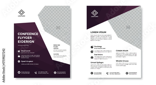 Modern Business Conference Flyer Template Design Set.