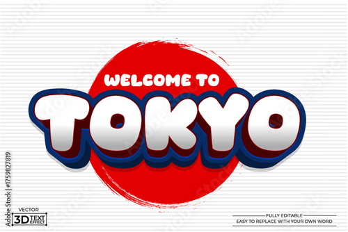 Editable 3D text effect Tokyo template style