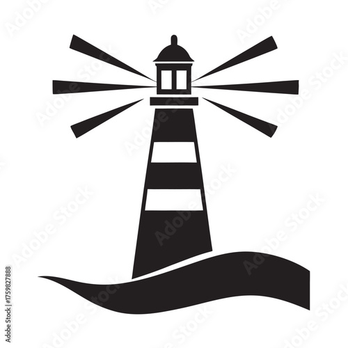 Lighthouse Guiding Through Darkness Silhouette Illustration