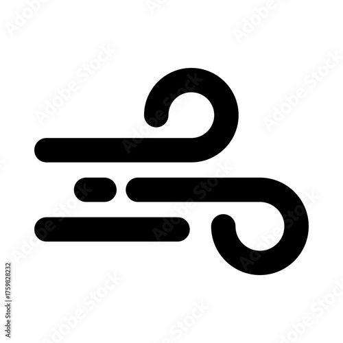 Simple Wind Breeze Line Icon, Minimalist Air Flow Outline Symbol