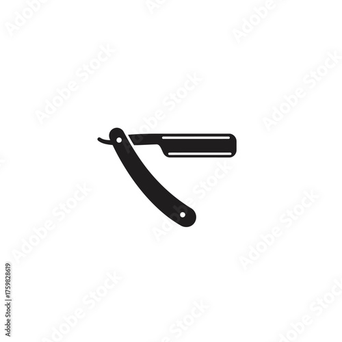 Classic straight razor silhouette icon simple barber tool graphic for grooming and shaving services silhouette