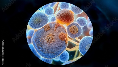 candida albicans fungus microscopic view in medical research