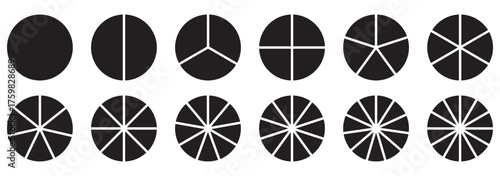 
 Save to Library
 Download Preview
 Preview Crop
 Find Similar
 
File #:  892325279
Segments of circle with 1 to 12, pieces. Info graphic icons circles set divided radius in black and white color vec