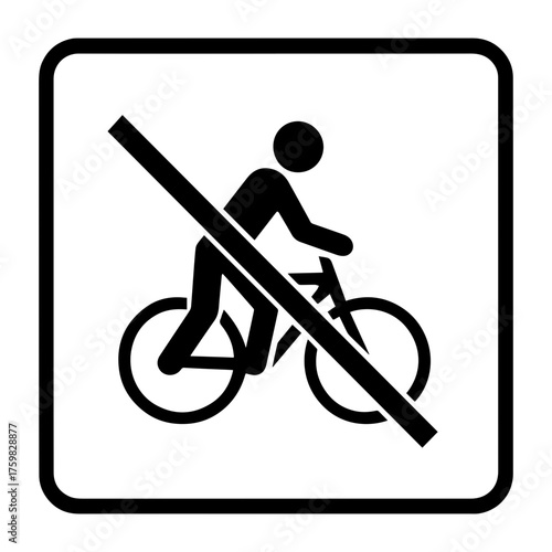 Cyclists Dismount Bicycle icon with transparent background — representing safety instruction, dismount zone, or pedestrian crossing area.