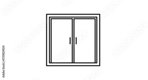A simple black and white line art illustration of a double window with a frame.