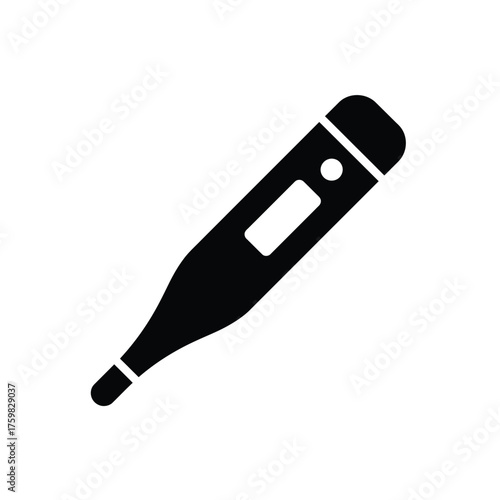 Digital thermometer icon medical device for temperature measurement health care symbol silhouette