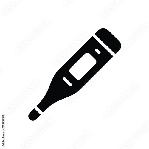 Digital thermometer icon symbol for healthcare medical measurement and health monitoring silhouette