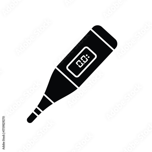 Digital thermometer medical device icon for health and healthcare monitoring silhouette
